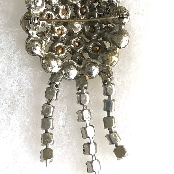 Vintage estate large clear rhinestone brooch - Picture 5 of 8